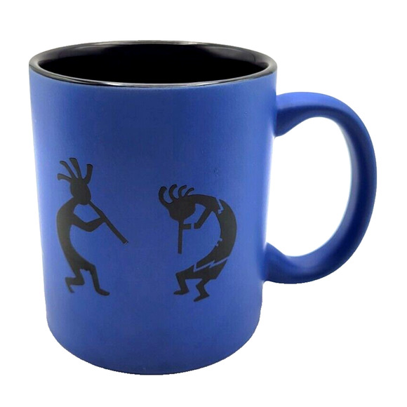 Blue Black Kokapelli Flute Dancer Stoneware Mug 12oz Capacity M Ware - Picture 1 of 9
